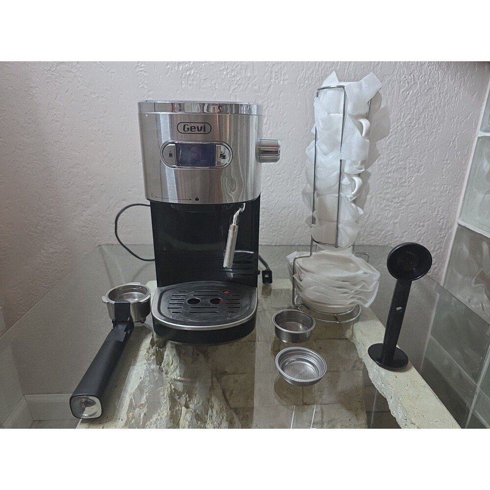Gevi Espresso Coffee Maker Machine 20 Bar Plus 6 Piece Serving Set! Ships Fast!